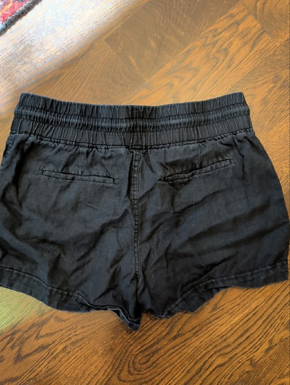 Athleta Black Elastic Drawstring Cabo Linen Shorts